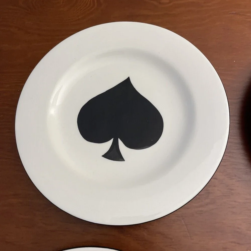 4 Playing Card Suit Poker Porcelain Appetizer Hors d'ouevre 7 7/8